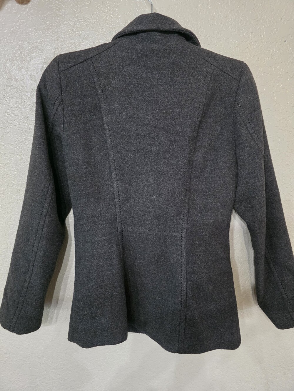 H&M Women’s Double-Breasted Wool Feel Peacoat - Dark Charcoal - Picture 4 of 11